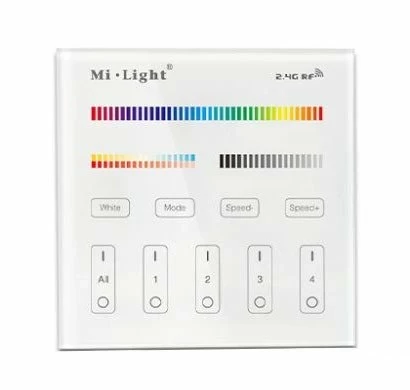 Настінний смарт пульт Mi-Light для ДУ, 4-зональний, RGB + CCT BL4