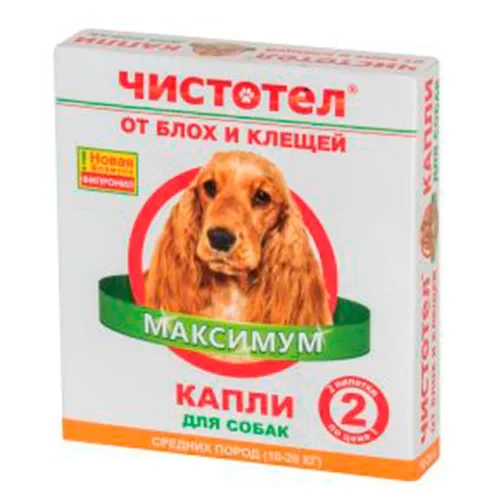 Капли Чистотел Максимум против блох и клещей, для собак средних пород ...