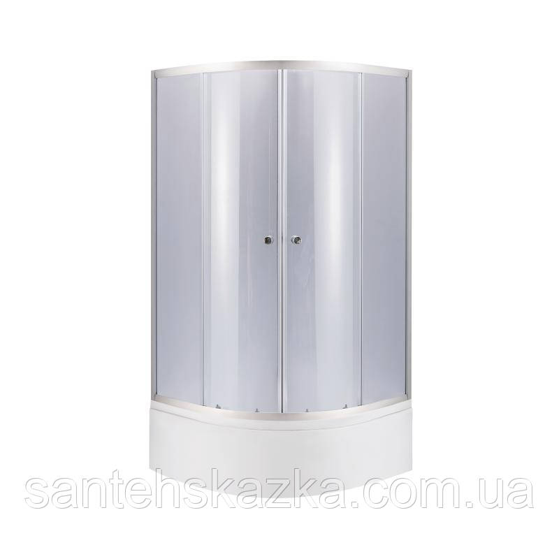Lidz Latwa SC80x80.SAT.HIGH.GR Душова кабіна напівкругла, скло тон. 4 мм + Lidz Душовий піддон KAPIELKA, фото 1