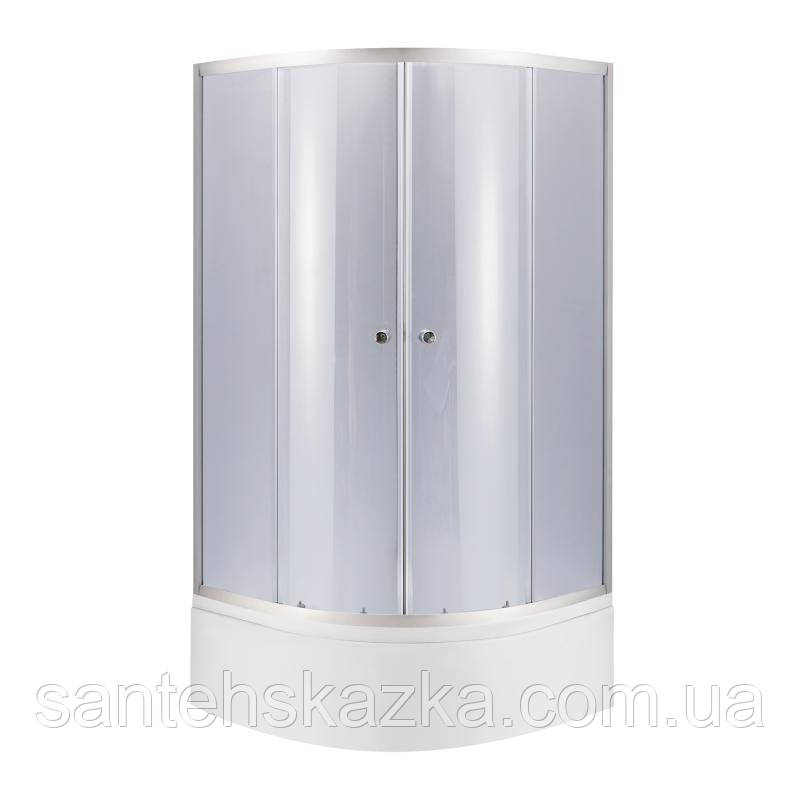 Lidz Latwa SC90x90.SAT.HIGH.GR Душова кабіна напівкругла, скло тон 4 мм + Lidz Душовий піддон KAPIELKA, фото 1