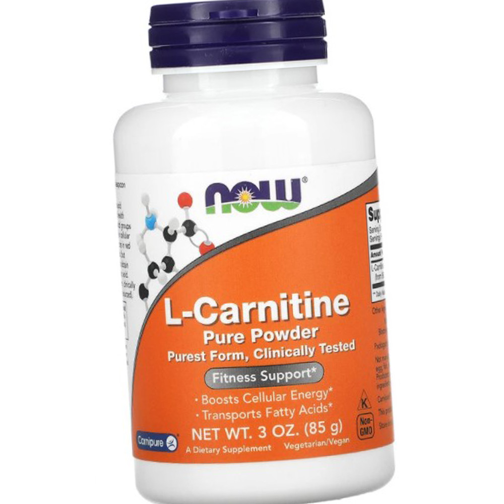 Л-карнітин Now L-Carnitine pure powder 85 г Капсули для зниження ваги та схуднення для жінок та чоловіків