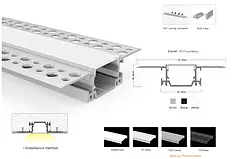 Комплект LEDBOX S профіль алюм. врізний LP-SPL082 анод. + матовий розсіювач 12558