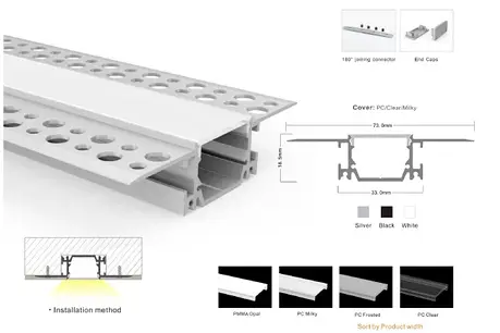 Комплект LEDBOX S профіль алюм. врізний LP-SPL082 анод. + матовий розсіювач 12558, фото 2