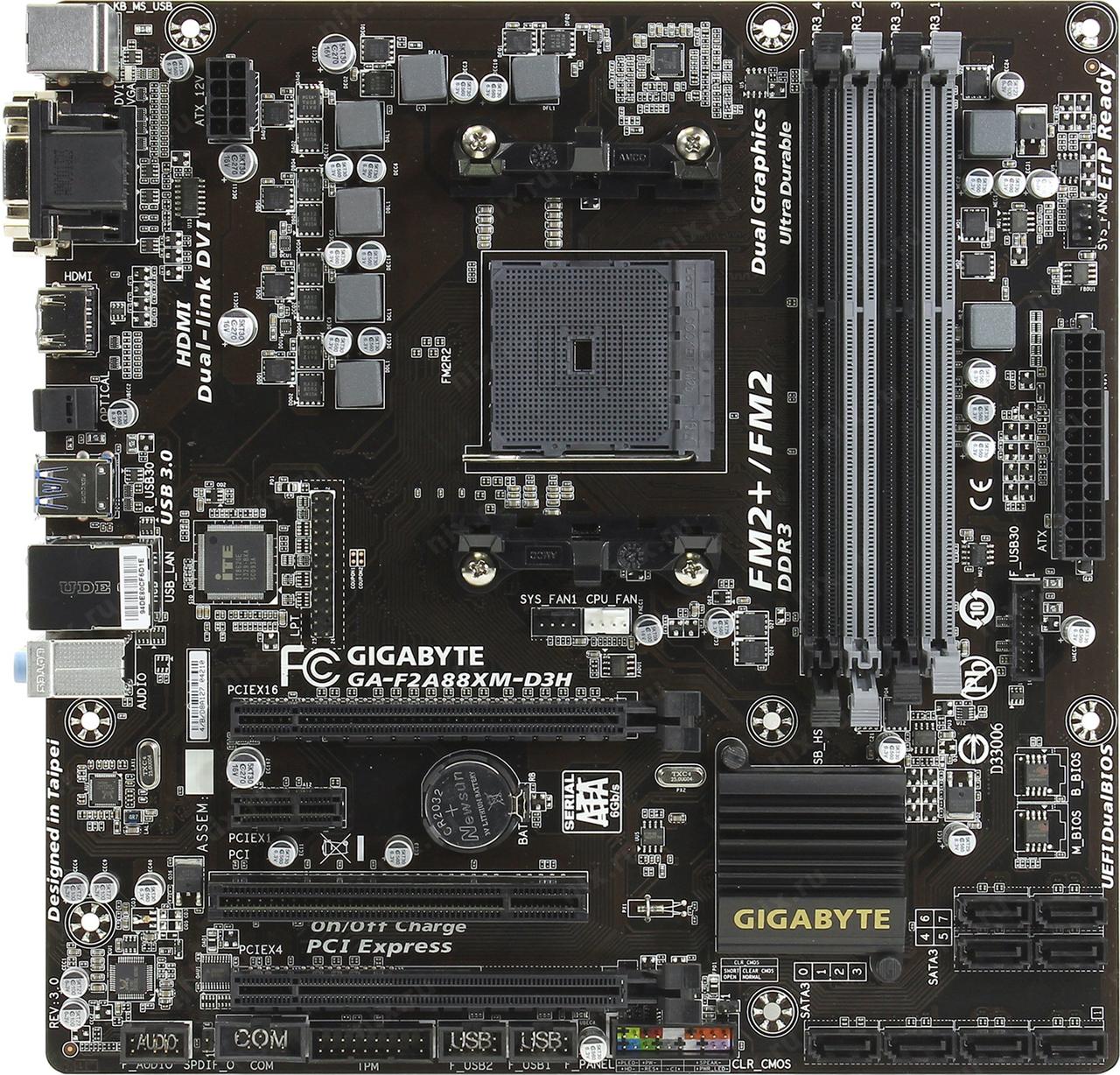 Плата під AMD Socket FM2+ (sFM2) GIGABYTE GA-F2A88XM-D3H на DDR3/ SATA 3/ USB 3.0 / HDMI Підтримує до A10-8750