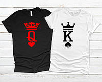 Парные футболки. Мужская и женская футболка King Queen, Король и Королева для Влюблённых