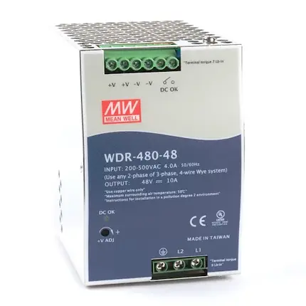 Блок живлення на DIN-рейку Mean Well 480W 10A 48V WDR-480-48, фото 2