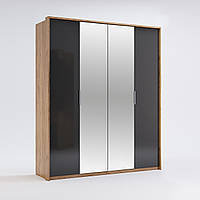 Шкаф четырехдверный Миро-Марк Luna 185х213х59 см Дуб Крафт/Мат Лава с зеркалами