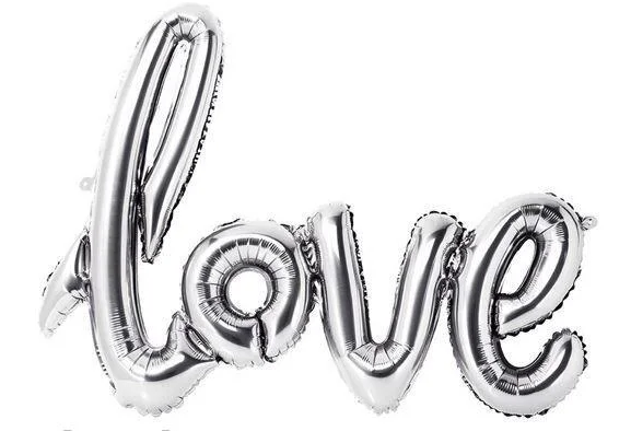 Куля-напис фольгована LOVE срібляста, фото 1