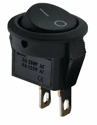 Кнопка кругла Biom on/off SB-08B 220V/12V 3A/6A чорна 21032, фото 2