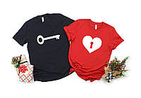 Парные футболки мужская и женская Ключ к сердцу для влюблённых