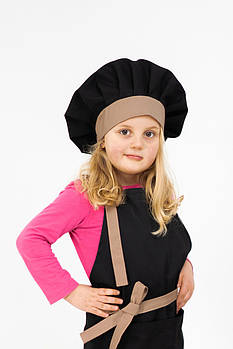 Ковпак кухаря дитячий Чорний з бежевим