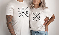 Парные футболки мужская и женская Love стрелочки любви для влюблённых