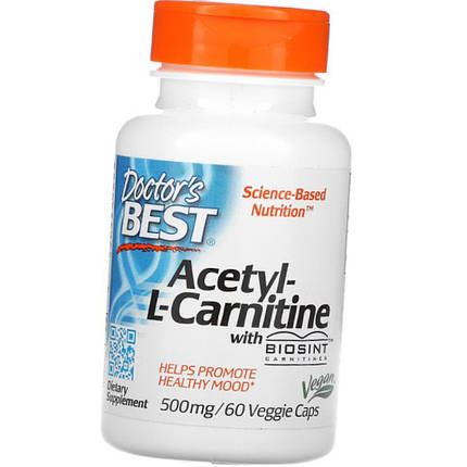 Ацетил Л-карнітин Doctor's BEST Acetyl-L-Carnitine with Biosint 60 капс Комплекс для схуднення та зниження ваги, фото 2