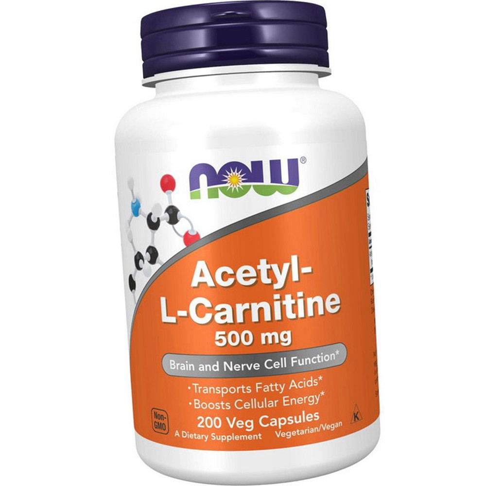 Ацетил l-карнітин Now Acetyl L-Carnitine 500 200 veg caps Комплекс для схуднення і зниження ваги