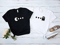Парные футболки мужская и женская Pacman Пакмены для влюблённых