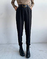Женские зауженные брюки черные классические на средней посадке (р.42-46) 73SH676, фото 1