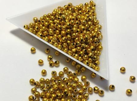 BG-002darkgold Бусина гальваніка (темне золото ) 3мм.Цена за 1 грам (приблизно70штук)