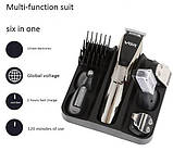 Машинка для стрижки волосся бездротова 6 в 1 VGR V-029, сріблясто-чорна, фото 4