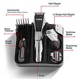 Машинка для стрижки волосся бездротова 6 в 1 VGR V-029, сріблясто-чорна, фото 5