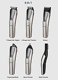 Машинка для стрижки волосся бездротова 6 в 1 VGR V-029, сріблясто-чорна, фото 6