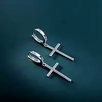 Серебряные женские серьги "Крестики", стерлинговое серебро S 925 проба