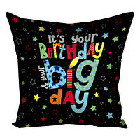 Оригинальная декоративная подушка с принтом 30х30 см Твой День Рождения