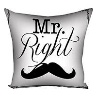 Подушка подарок мужчине с принтом 40х40 см Mr. Right