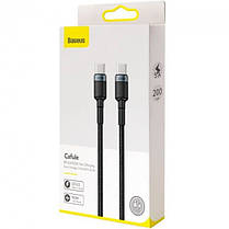 Кабель BASEUS CATKLF-ALG1 Сafule PD2.0 USB Type-З - USB Type-З 2м, 100W, 5A, чорно-сірий, фото 5