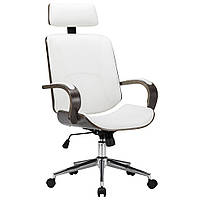 Поворотне офісне крісло з підголівником Штучна шкіра/Бентвуд