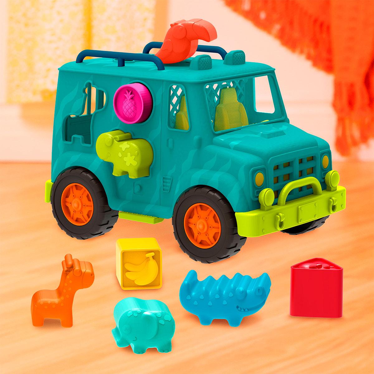 Ігровий набір-сортер - Вантажівка Сафарі Battat Safari Shape Сортувальник Truck Wonder Wheels (колір море) BX2024Z