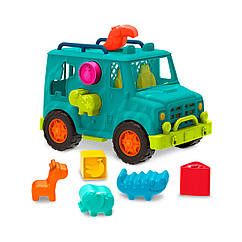 Ігровий набір-сортер - Вантажівка Сафарі Battat Safari Shape Сортувальник Truck Wonder Wheels (колір море) BX2024Z