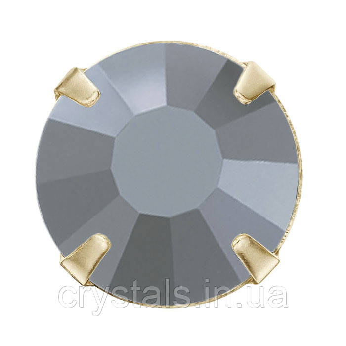 Стрази в цапах Preciosa (Чехія) ss10 Jet Hematite/золото