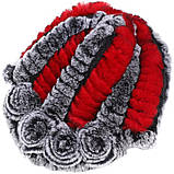 Шапка, кепка з хутра кролика рекс зі смужками, фото 3