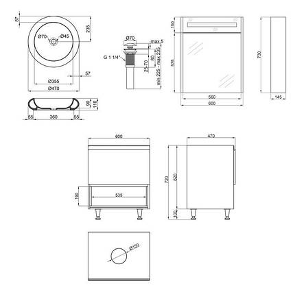 Комплект меблів для ванної Qtap Robin тумба + раковина + дзеркальна шафа QT044RO42975, фото 2