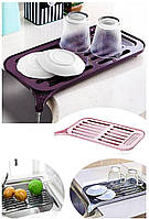 Сушарка посудна із зливним носиком, сушіння для посуду. Рожева