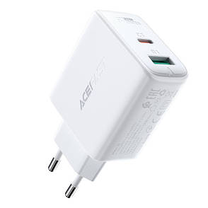 Зарядний пристрій (зарядка) для телефону ACEFAST A5 Type-C + USB 2.4 А Білий, фото 1