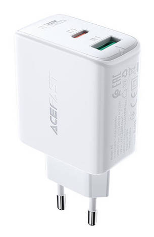Зарядний пристрій (зарядка) для телефону ACEFAST A5 Type-C + USB 2.4 А Білий, фото 3
