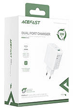Зарядний пристрій (зарядка) для телефону ACEFAST A5 Type-C + USB 2.4 А Білий, фото 5