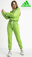 Жіночий спортивний костюм-двійка з двонитки, худі та штани спортивні — Adidas Mishely. XL