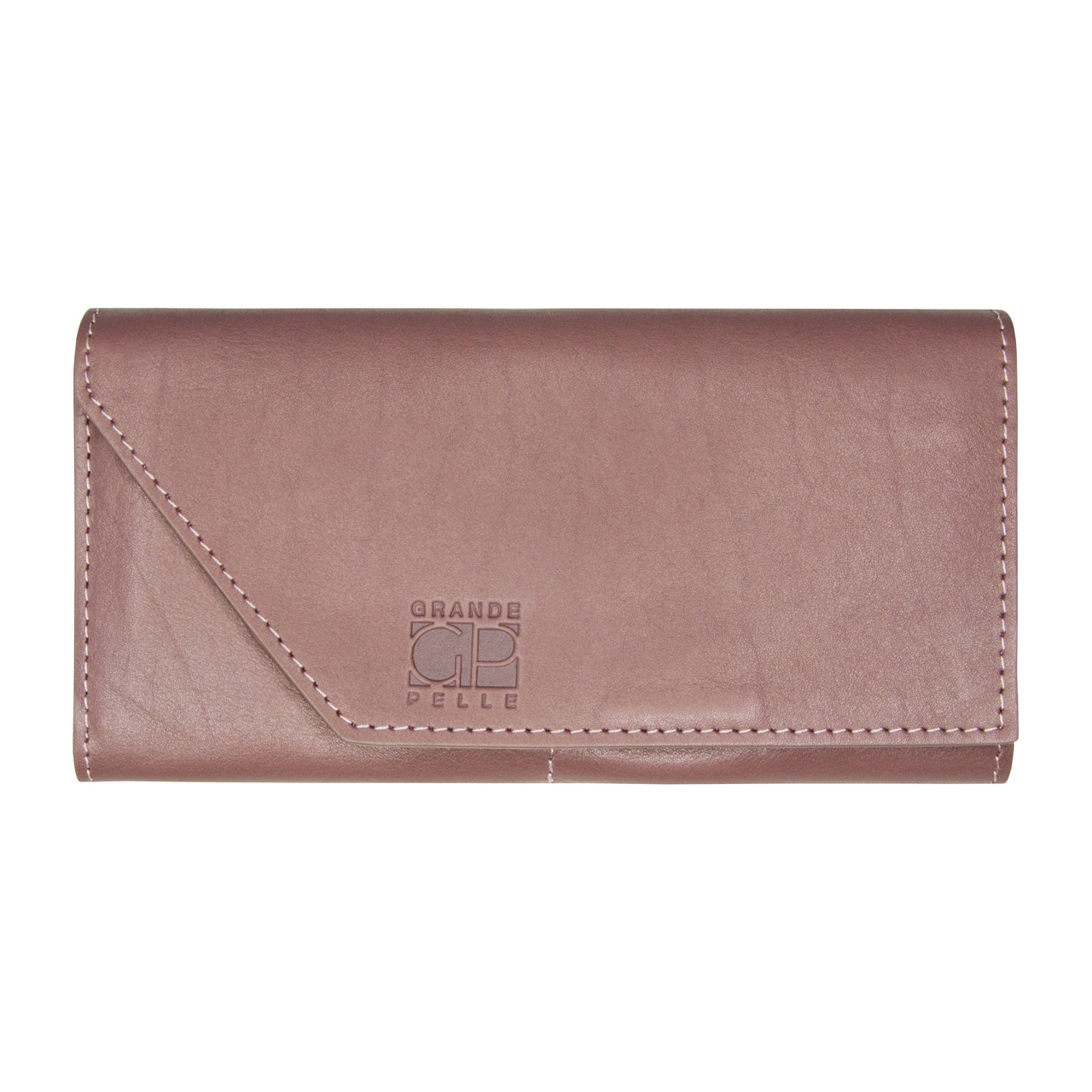 Портмоне Grande Pelle Festa 200х105х20 мм глянцева шкіра фрез, фото 1