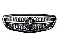 Решетка радиатора на Mercedes E-Class W212 2013-2016 год AMG стиль ( Черная с хром вставками ) Classic