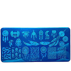 Пластина для стемпінгу перо, пір'я, візерунки, орнамент (12*6 см) XY-BEAUTY 05