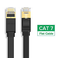 Патч-корд Ugreen мережевий кабель 10 Гбіт/с RJ45 Ethernet Cat 7 плоский Black 10М