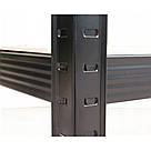 Стелаж металевий поличковий 180х90х40 Металевий стелаж у підвал макс. 175 кг на полку МДФ чорний, фото 5