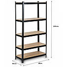 Стелаж металевий поличковий 180х90х40 Металевий стелаж у підвал макс. 175 кг на полку МДФ чорний, фото 7