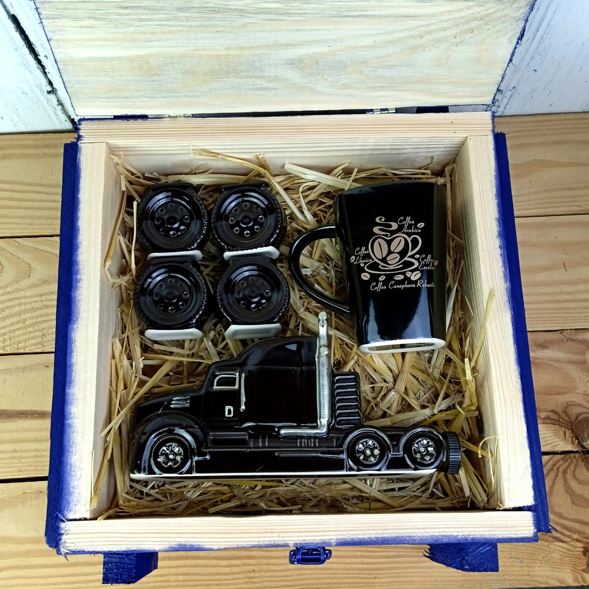 Набір для алкоголя Фура Тягач в дерев'яному ящику - подарунок для водія дальнобійника
