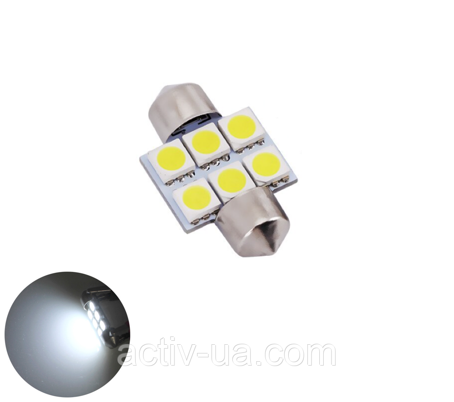 Світлодіодна лампа Prime-X SV8.5-6 SMD, довжина 34 мм, білий (в комплекті 1шт.)