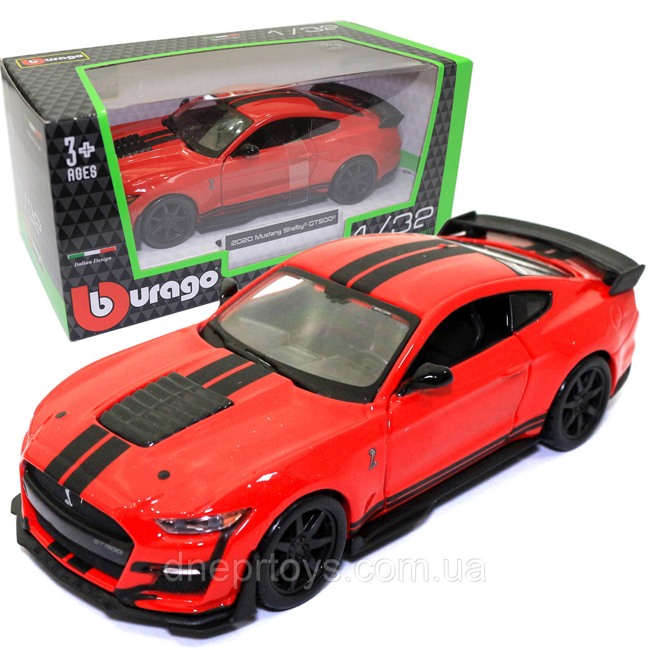 Машинка металева Ford Mustang Shelby GT500 "Bburago" Форд Мустанг Шелбі червоний 12*4*6 см (18-43050)