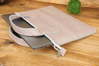 Чохол для MacBook Дизайн №43 з натуральної шкіри колір Пудра, фото 4