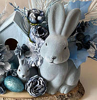Фигурка серо-голубого пасхального кролика 21,5 см пластик